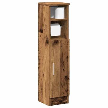 Bathroom Cabinet with Roll Holder - Old Wood 20.5x22x90 cm