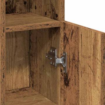 Bathroom Cabinet with Roll Holder - Old Wood 20.5x22x90 cm