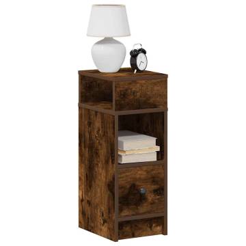 Stylish Smoked Oak Bedside Cabinets - 2pcs with Drawer