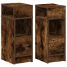 Stylish Smoked Oak Bedside Cabinets - 2pcs with Drawer