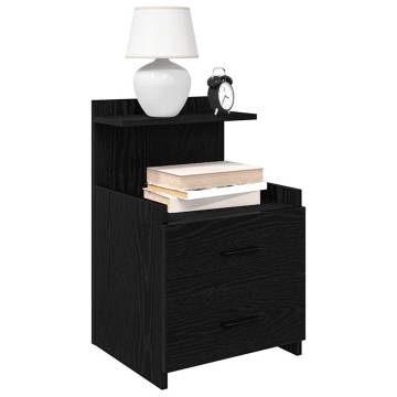 Stylish Black Bedside Cabinets - 2 Drawers, Set of 2 - 40x36.5x62 cm