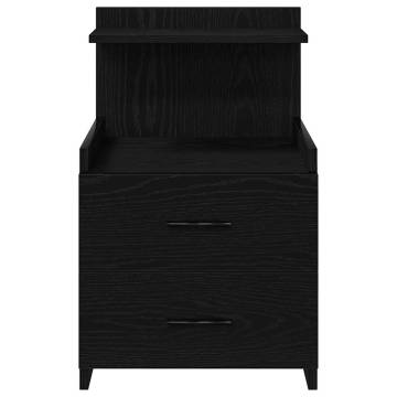 Stylish Black Bedside Cabinets - 2 Drawers, Set of 2 - 40x36.5x62 cm