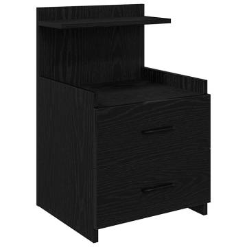 Stylish Black Bedside Cabinets - 2 Drawers, Set of 2 - 40x36.5x62 cm