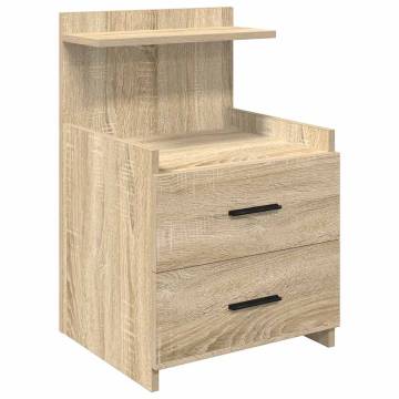 Stylish Sonoma Oak Bedside Cabinets - 2 Drawers, Set of 2