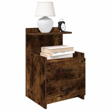 Stylish Bedside Cabinet with 2 Drawers in Smoked Oak