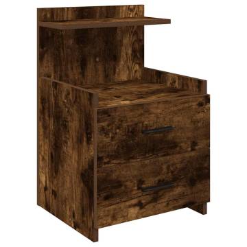 Stylish Bedside Cabinet with 2 Drawers in Smoked Oak