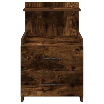 Stylish Bedside Cabinet with 2 Drawers in Smoked Oak