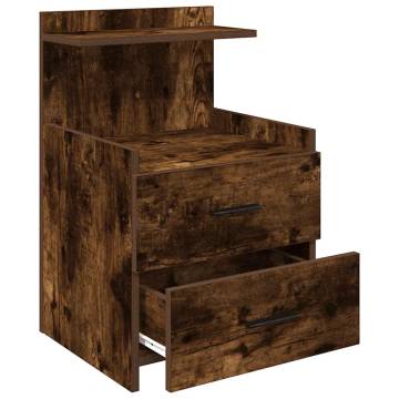 Stylish Bedside Cabinet with 2 Drawers in Smoked Oak