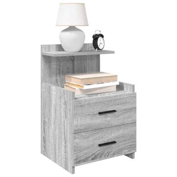 Grey Sonoma Bedside Cabinet with 2 Drawers - Stylish Storage