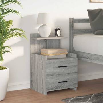 Grey Sonoma Bedside Cabinet with 2 Drawers - Stylish Storage