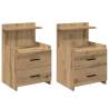 Bedside Cabinets 2 pcs - Artisan Oak with 2 Drawers | HipoMarket