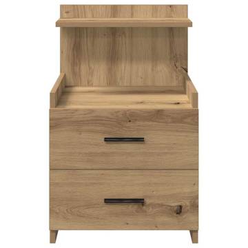 Bedside Cabinets 2 pcs - Artisan Oak with 2 Drawers | HipoMarket