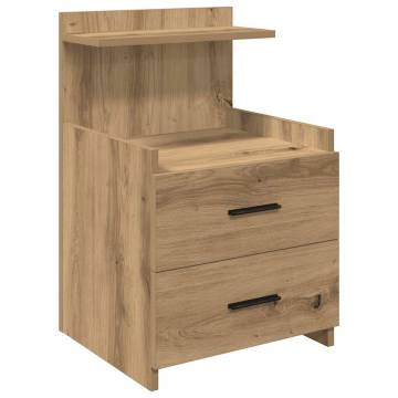 Bedside Cabinets 2 pcs - Artisan Oak with 2 Drawers | HipoMarket