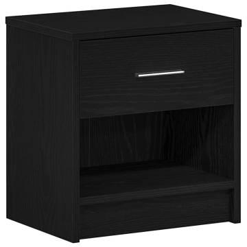 Stylish Black Bedside Cabinet with Drawer - 39x28x41 cm