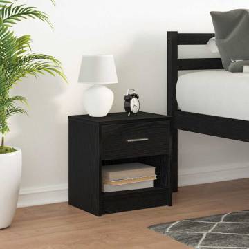 Stylish Black Bedside Cabinet with Drawer - 39x28x41 cm