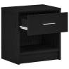 Stylish Black Bedside Cabinet with Drawer - 39x28x41 cm