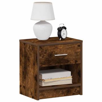 Stylish 2 pcs Bedside Cabinets with Drawer - Smoked Oak