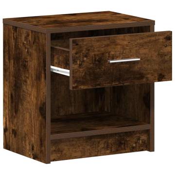 Stylish 2 pcs Bedside Cabinets with Drawer - Smoked Oak