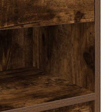 Stylish 2 pcs Bedside Cabinets with Drawer - Smoked Oak