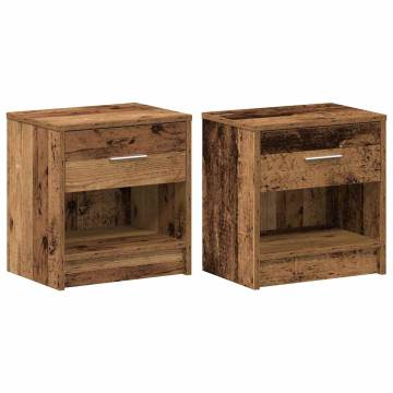 Bedside Cabinets 2 Pcs with Drawer - Old Wood Style | Hipomarket