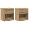 Stylish Artisan Oak Bedside Cabinets - 2 pcs with Drawer