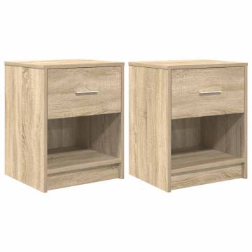 Stylish Sonoma Oak Bedside Cabinets - 2 pcs with Drawer