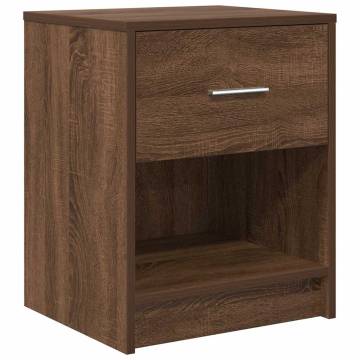 Stylish Brown Oak Bedside Cabinet with Drawer - 40x34x50 cm