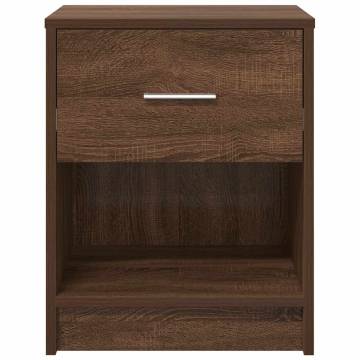 Stylish Brown Oak Bedside Cabinet with Drawer - 40x34x50 cm