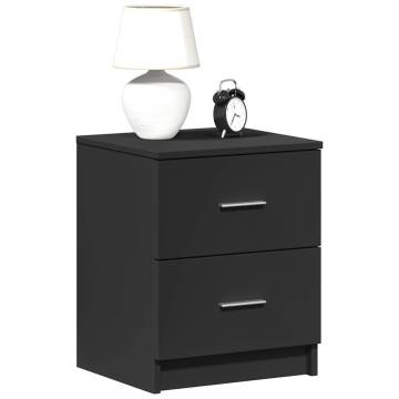 Stylish Black Bedside Cabinet with 2 Drawers - 40x36x50 cm