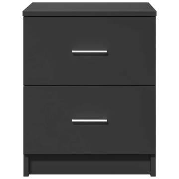 Stylish Black Bedside Cabinet with 2 Drawers - 40x36x50 cm