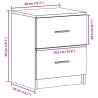 Stylish Black Bedside Cabinet with 2 Drawers - 40x36x50 cm