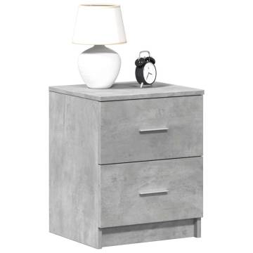 Stylish Bedside Cabinet with 2 Drawers - Concrete Grey 40x36x50 cm