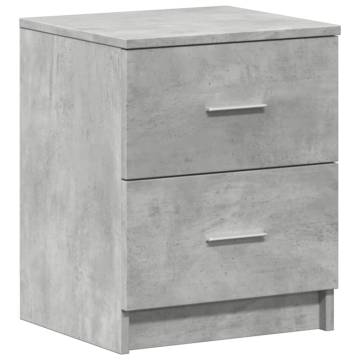 Stylish Bedside Cabinet with 2 Drawers - Concrete Grey 40x36x50 cm