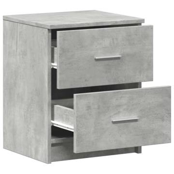 Stylish Bedside Cabinet with 2 Drawers - Concrete Grey 40x36x50 cm