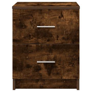 Stylish Bedside Cabinet with 2 Drawers in Smoked Oak - 40x36x50 cm