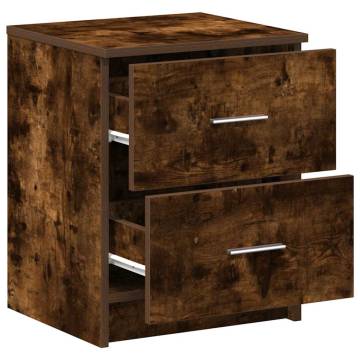 Stylish Bedside Cabinet with 2 Drawers in Smoked Oak - 40x36x50 cm