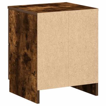 Stylish Bedside Cabinet with 2 Drawers in Smoked Oak - 40x36x50 cm