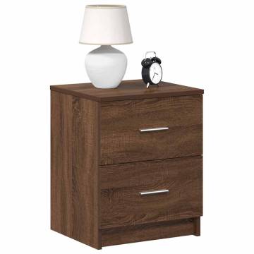 Elegant Brown Oak Bedside Cabinets - 2 Drawers (40x36x50 cm)