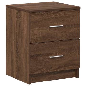 Elegant Brown Oak Bedside Cabinets - 2 Drawers (40x36x50 cm)