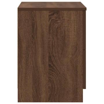 Elegant Brown Oak Bedside Cabinets - 2 Drawers (40x36x50 cm)