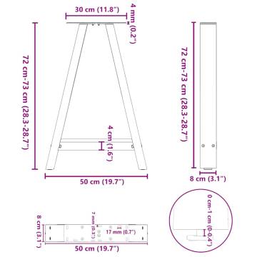 A-Shaped Coffee Table Legs - 50x(72-73)cm Steel - 2 pcs