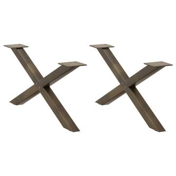 X-Shaped Coffee Table Legs - Durable Natural Steel (70x30-31 cm)