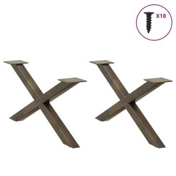 X-Shaped Coffee Table Legs - Durable Natural Steel (70x30-31 cm)