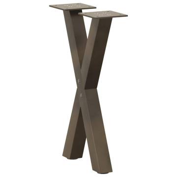 X-Shaped Coffee Table Legs - Natural Steel Finish (28x42-43 cm)