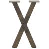 X-Shaped Coffee Table Legs - Natural Steel Finish (28x42-43 cm)