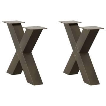 X-Shaped Coffee Table Legs - 2 pcs Natural Steel | HipoMarket