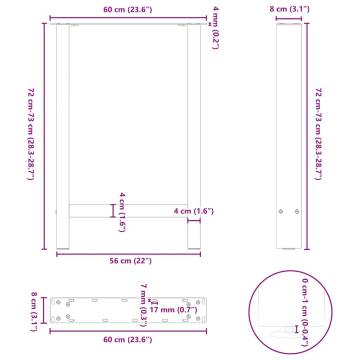 Coffee Table Legs Natural Steel - 60x(72-73) cm - 2 pcs