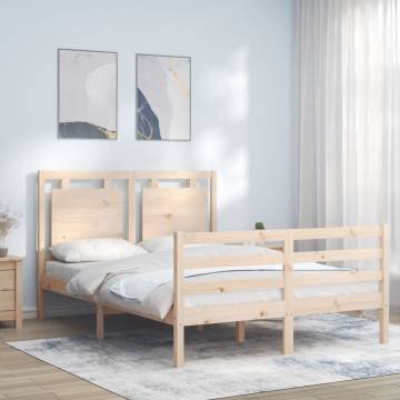 Small Double Solid Wood Bed Frame with Headboard | HipoMarket