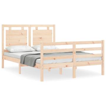 Small Double Solid Wood Bed Frame with Headboard | HipoMarket