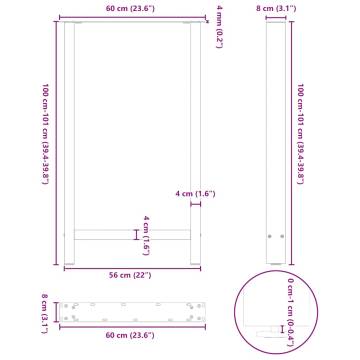 Stylish Coffee Table Legs - Natural Steel 60x(100-101) cm